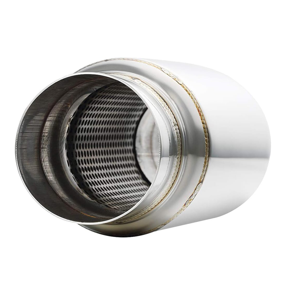 Performance Bolt-On Resonated Exhaust Truck Muffler for Universal Fitment on Exhaust System - Polished Stainless Steel